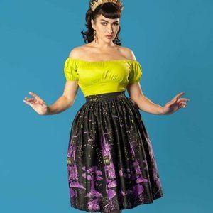 Pinup Girl Clothing Villain Castle Print Skirt